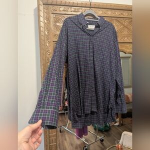 Ben Silver EUC Purple and Green Plaid Button-Up Shirt